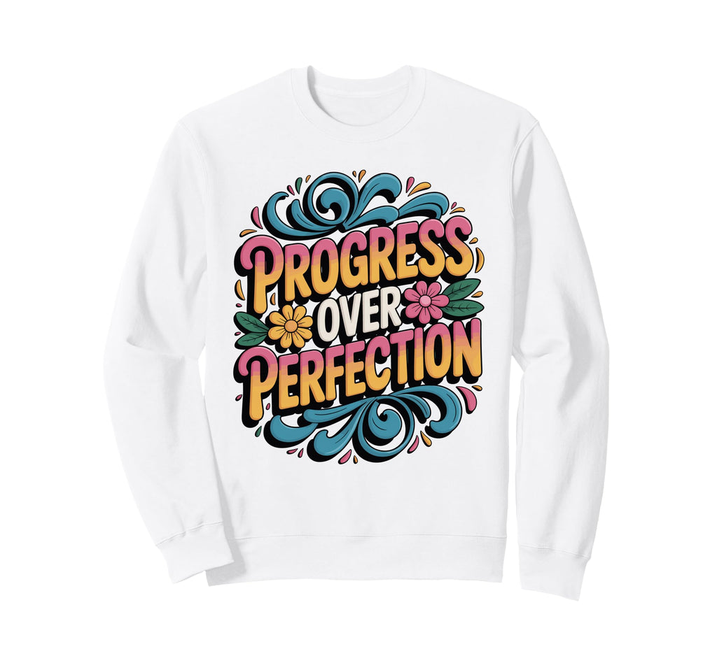 Progress Over Perfection Sweatshirt - Unique Graphic Men Women - T-Shirt, Sweatshirt, Hoodie