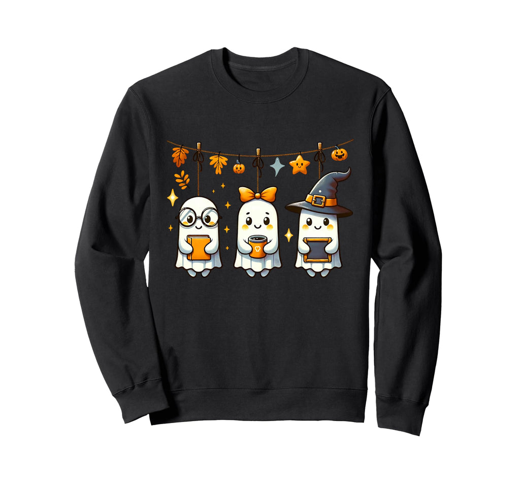 Halloween Three Ghosts Coffee And Sweatshirt - Streetwear Style Men Women - T-Shirt, Sweatshirt, Hoodie