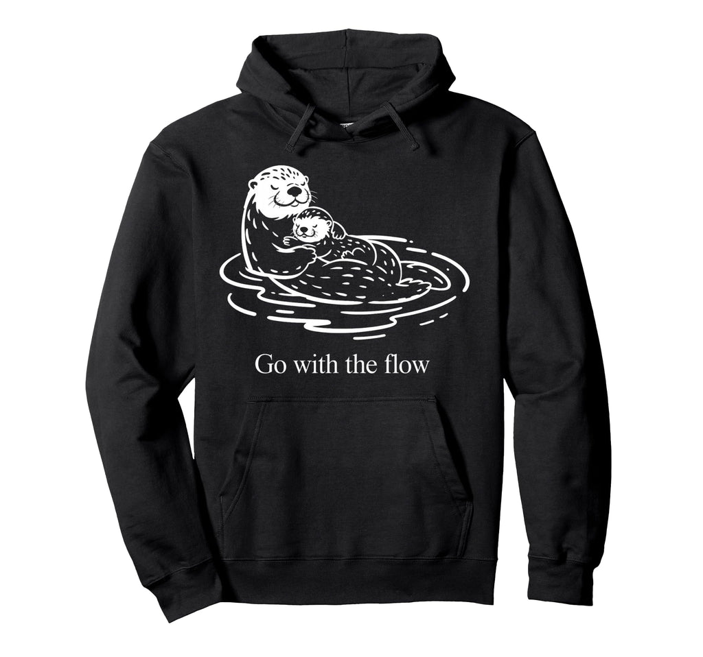 Flow Otter Parent Child Relax Hoodie - Minimalist Print for Adults - T-Shirt, Sweatshirt, Hoodie