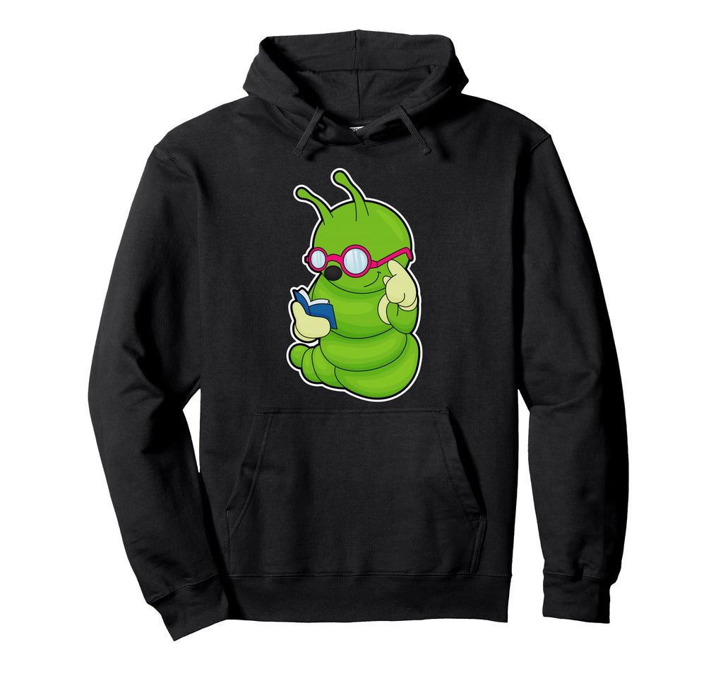 Caterpillar Nerd Book Glasses Hoodie - Casual Everyday Wear Men Women - T-Shirt, Sweatshirt, Hoodie