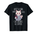 Just Who Loves Anime Cat Books Coffee T-Shirt - Novelty Apparel for Adults - T-Shirt, Sweatshirt, Hoodie