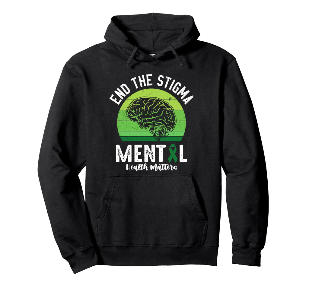 End Stigma Mental Health Matters Hoodie - Minimalist Print for Adults - T-Shirt, Sweatshirt, Hoodie