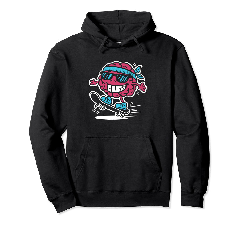 Skateboarding Brain Funny Mental Health Hoodie - Custom Art Print Unisex - T-Shirt, Sweatshirt, Hoodie