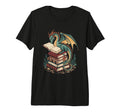 Dragon Perched Books Fantasy T-Shirt - Fun Novelty Design Men Women - T-Shirt, Sweatshirt, Hoodie