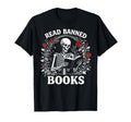 Read Banned Books Skeleton Reading T-Shirt - Aesthetic Graphic Men Women - T-Shirt, Sweatshirt, Hoodie