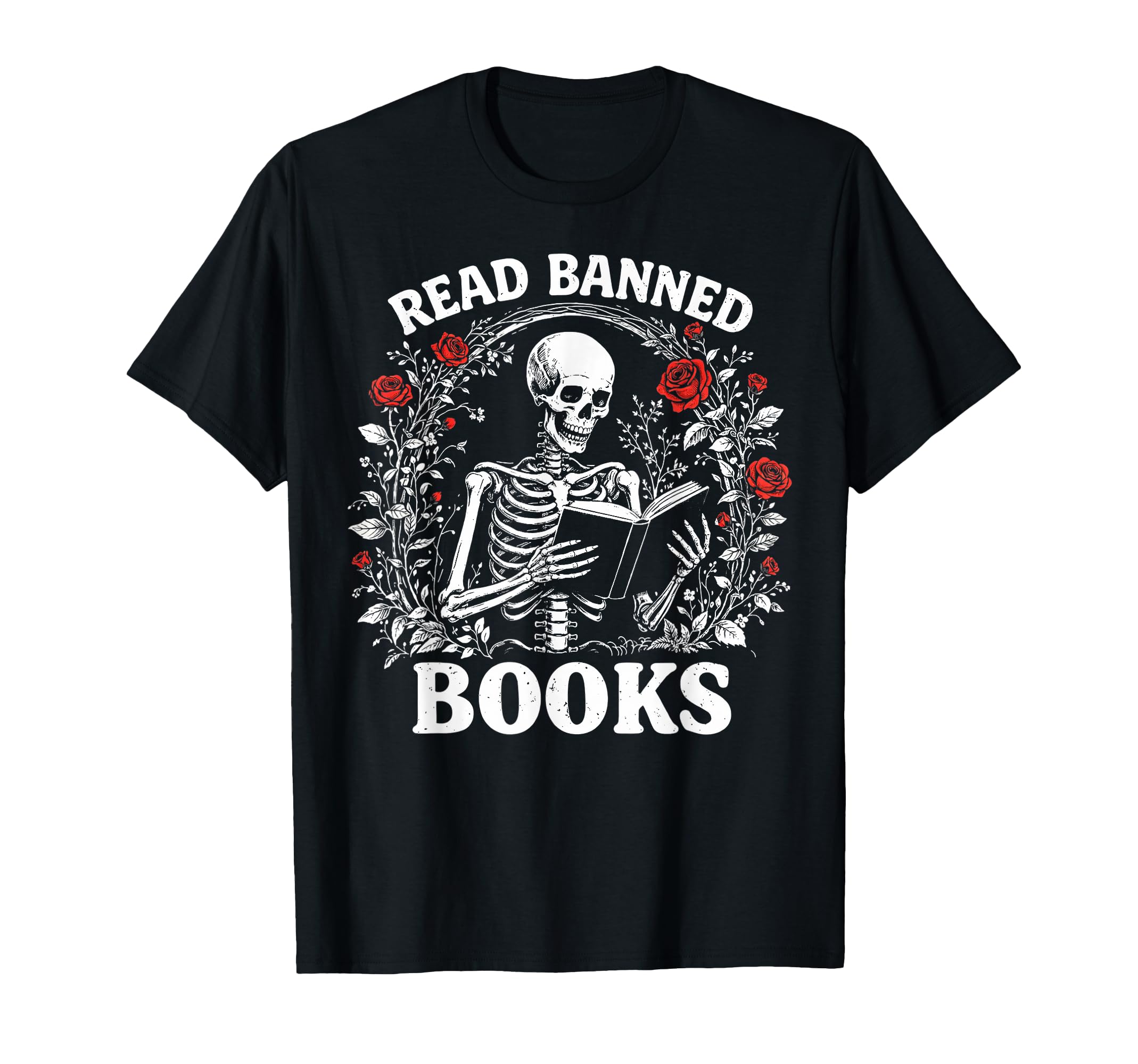 Read Banned Books Skeleton Reading T-Shirt - Aesthetic Graphic Men Women - T-Shirt, Sweatshirt, Hoodie