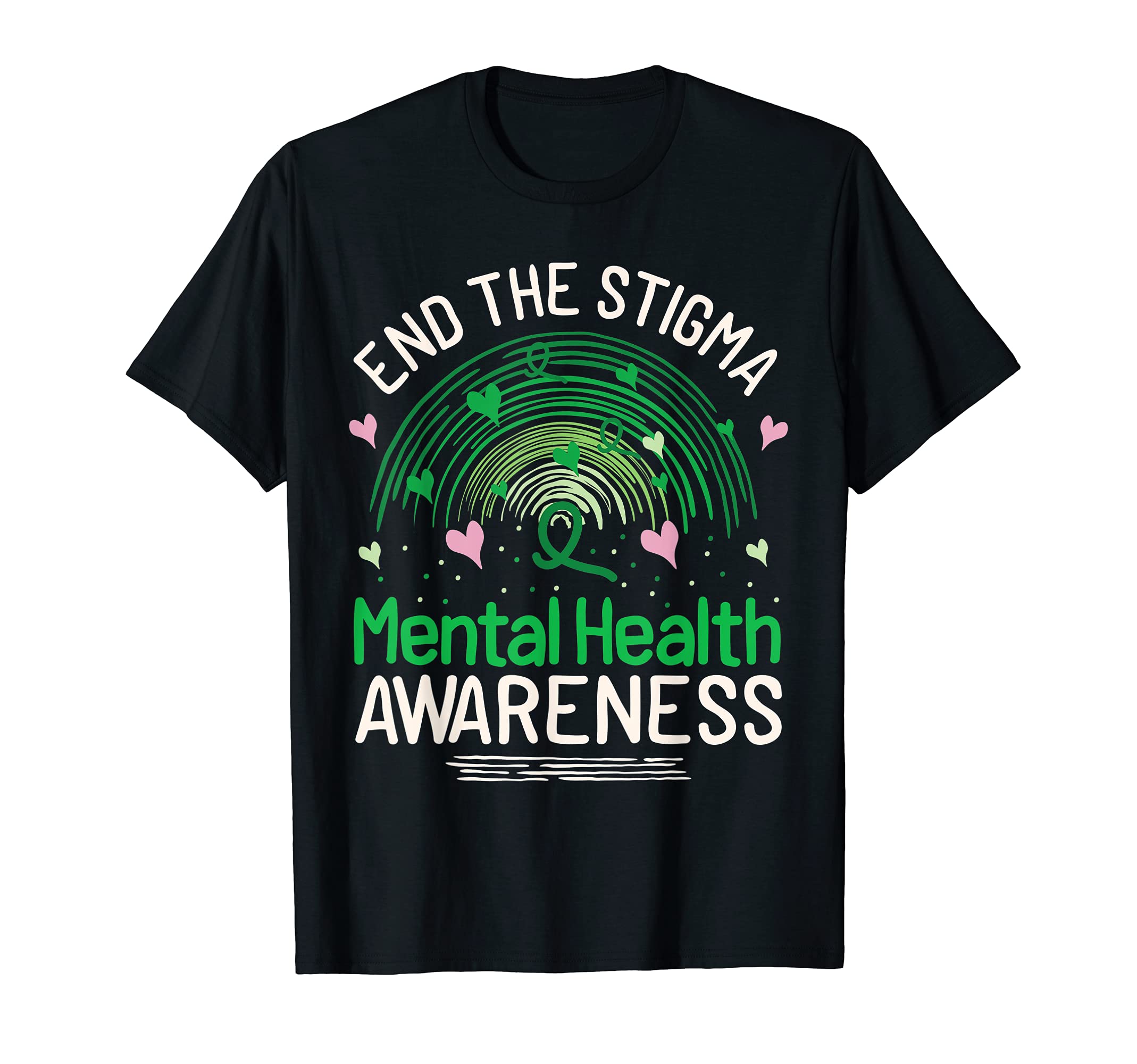Wear Green Rainbow Mental Health T-Shirt - Custom Art Print Unisex - T-Shirt, Sweatshirt, Hoodie