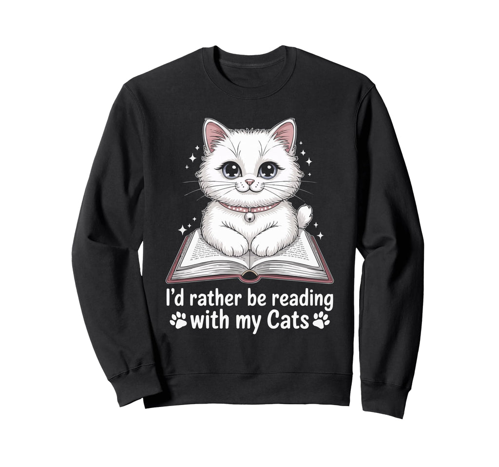 Library Cat Book Lover Bookworm Sweatshirt - Trendy Graphic Unisex - T-Shirt, Sweatshirt, Hoodie