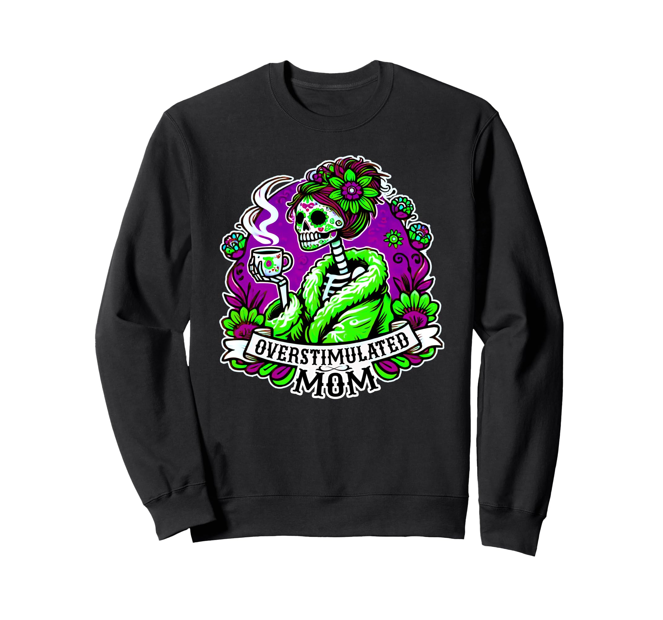 Vibrant Skeleton Mom Sweatshirt - Aesthetic Graphic for Adults - T-Shirt, Sweatshirt, Hoodie