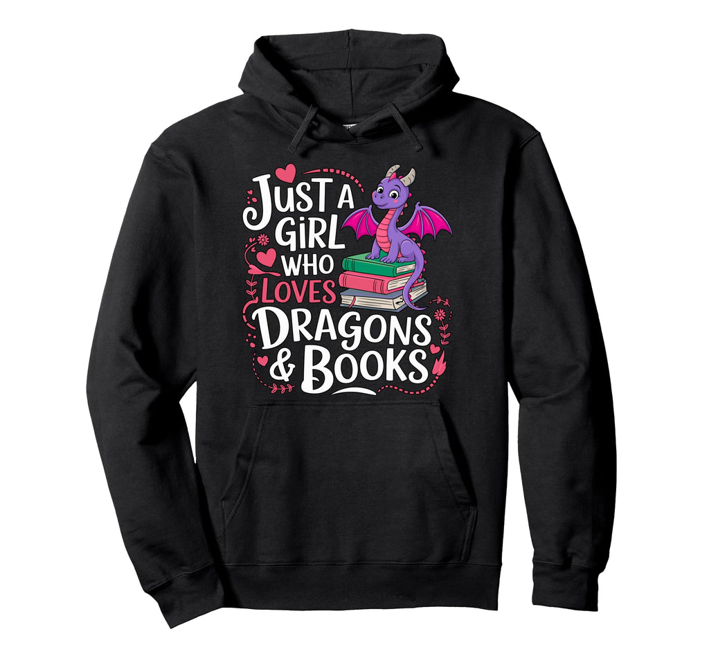 Just Who Loves Dragons And Books Reading Hoodie - Unique Graphic for Adults - T-Shirt, Sweatshirt, Hoodie
