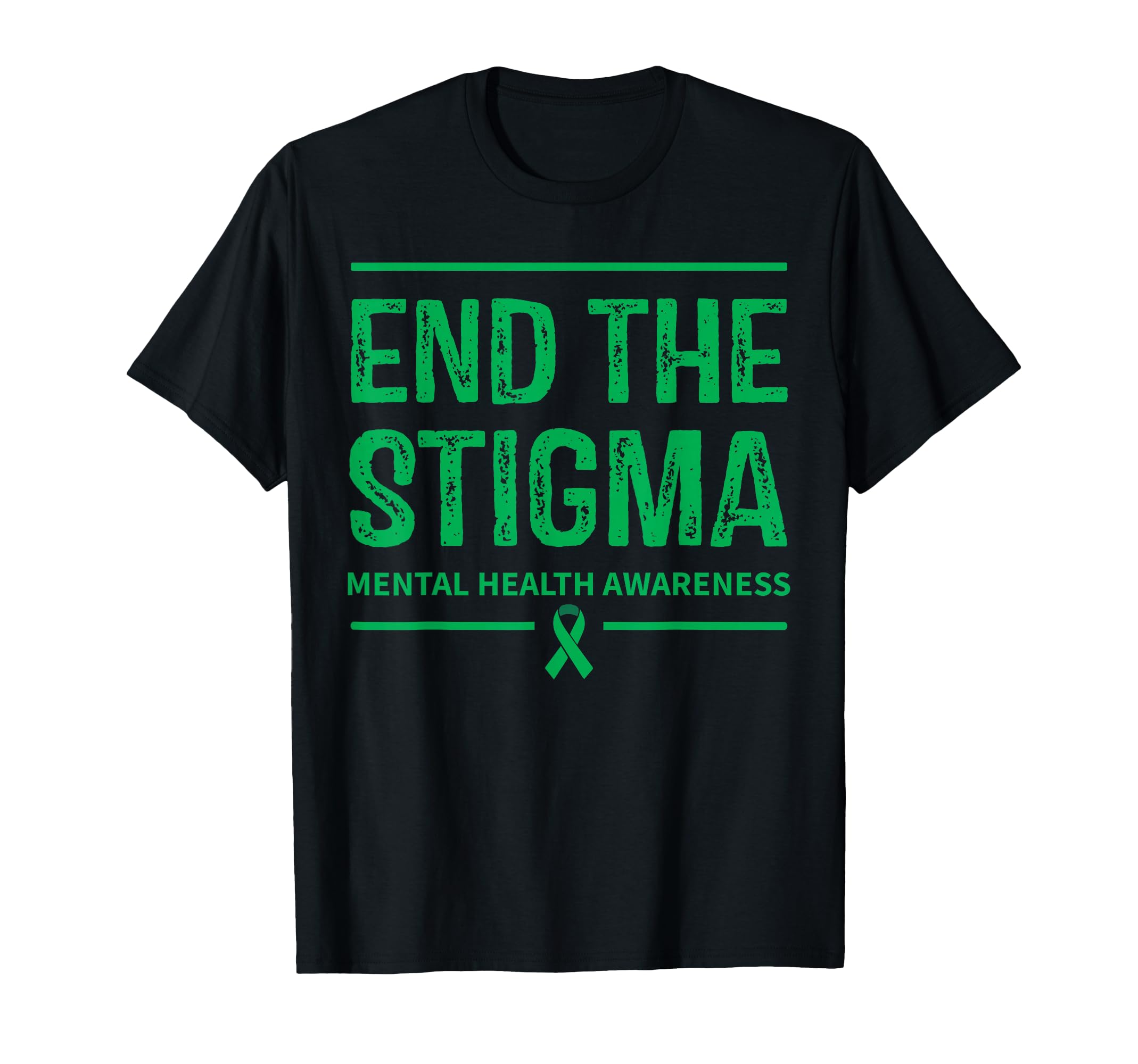 End Stigma Mental Health Awareness Green T-Shirt - Minimalist Print Unisex - T-Shirt, Sweatshirt, Hoodie
