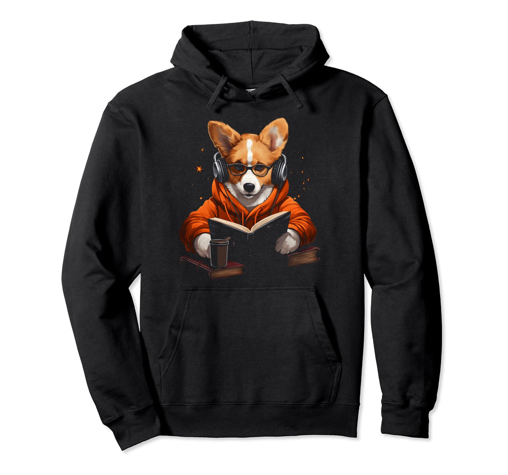 Book Stuff Book Lovers Corgi Reading Hoodie - Unique Graphic for Adults - T-Shirt, Sweatshirt, Hoodie