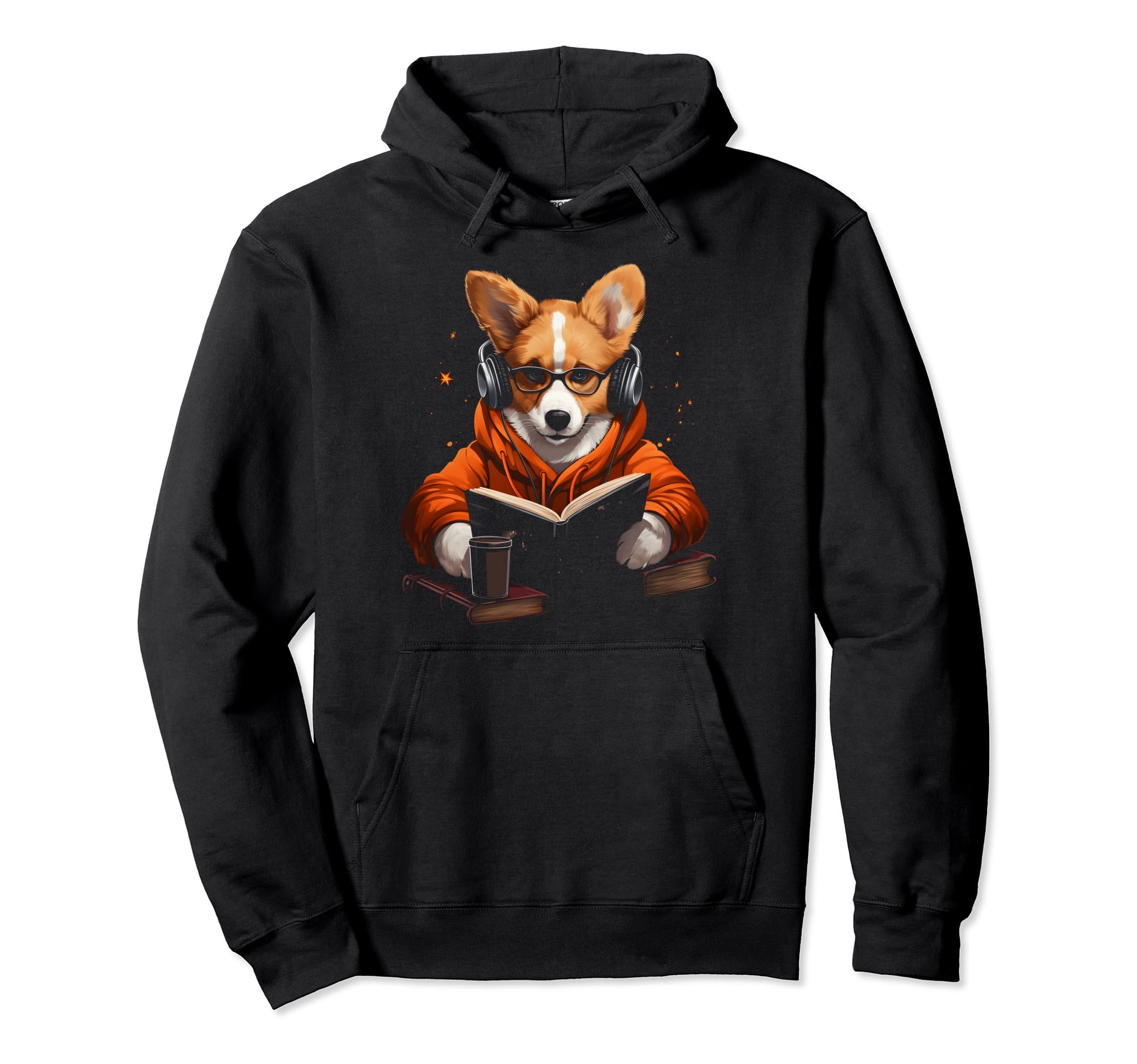 Book Stuff Book Lovers Corgi Reading Hoodie - Unique Graphic for Adults - T-Shirt, Sweatshirt, Hoodie