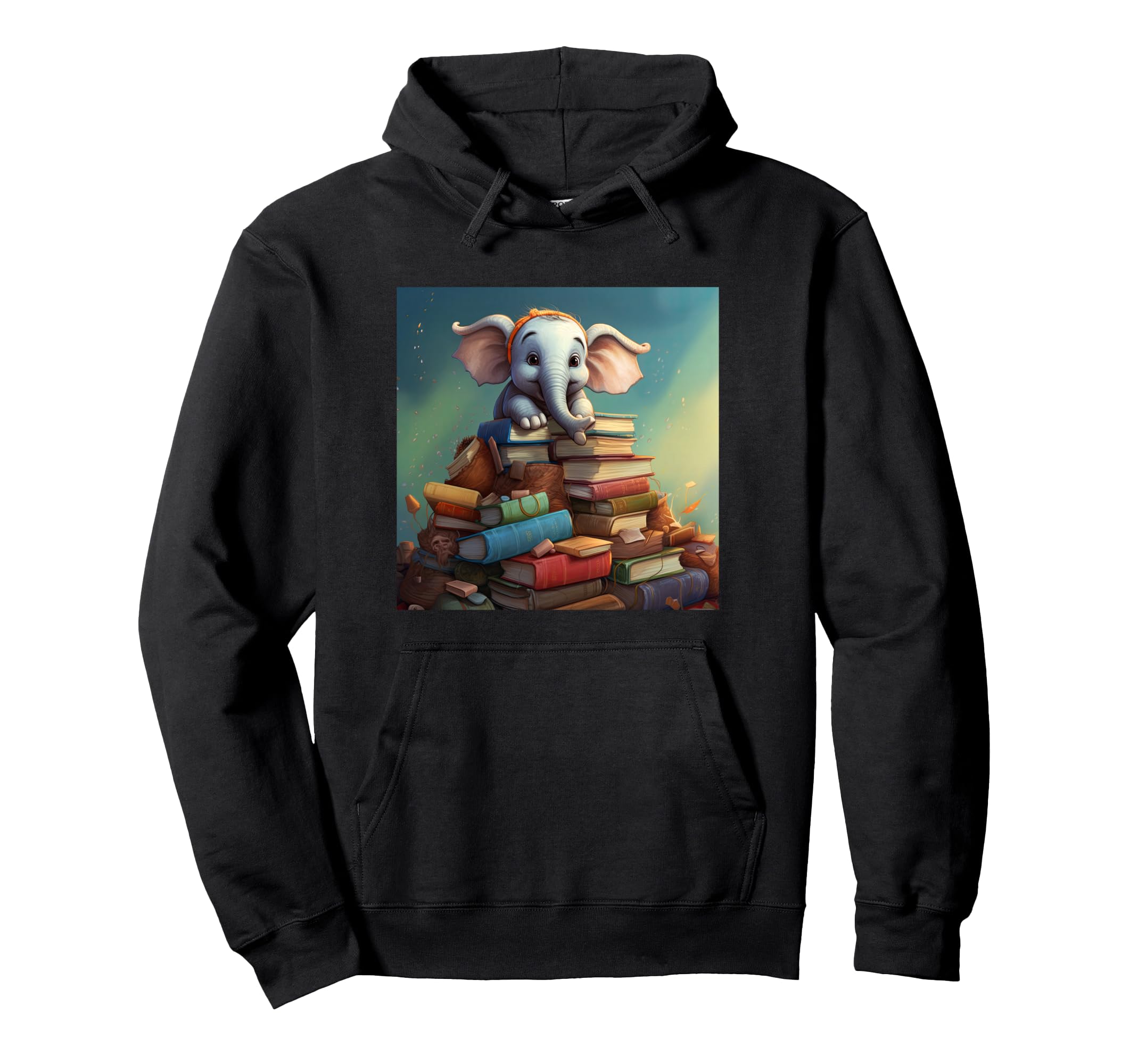 Book Nerd Elephant Reading Book Lover Hoodie - Streetwear Style Unisex - T-Shirt, Sweatshirt, Hoodie