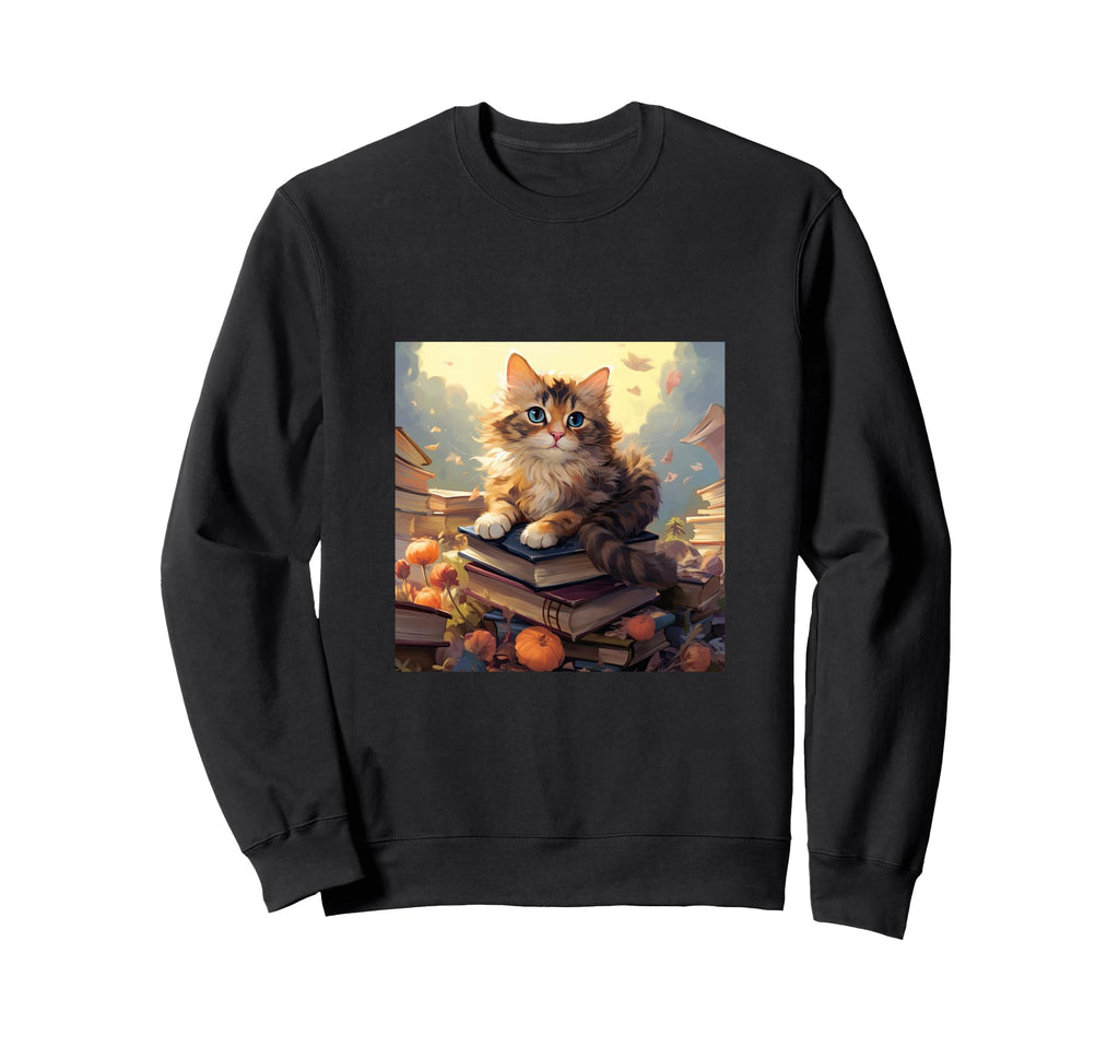 Book Nerd Cat Reading Library Sweatshirt - Graphic Print for Adults - T-Shirt, Sweatshirt, Hoodie