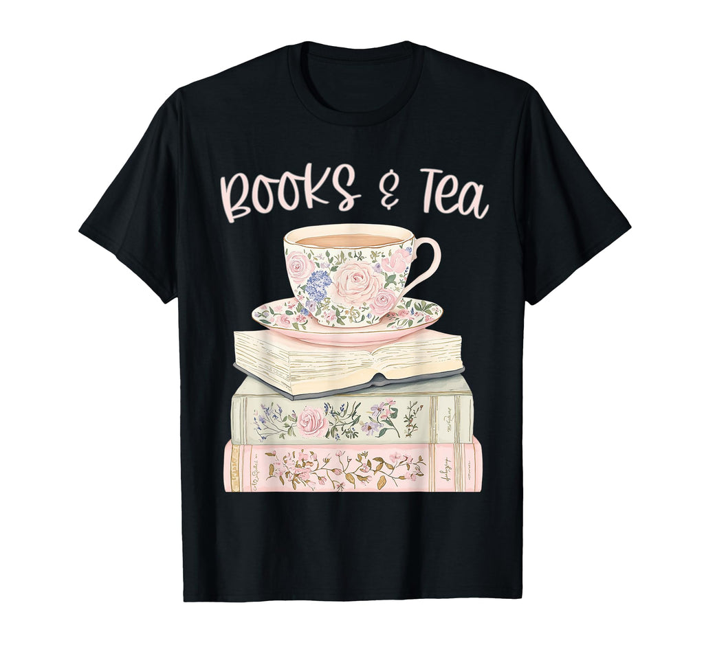 Books And Tea Pastel Book Lover T-Shirt - Graphic Print Men Women - T-Shirt, Sweatshirt, Hoodie