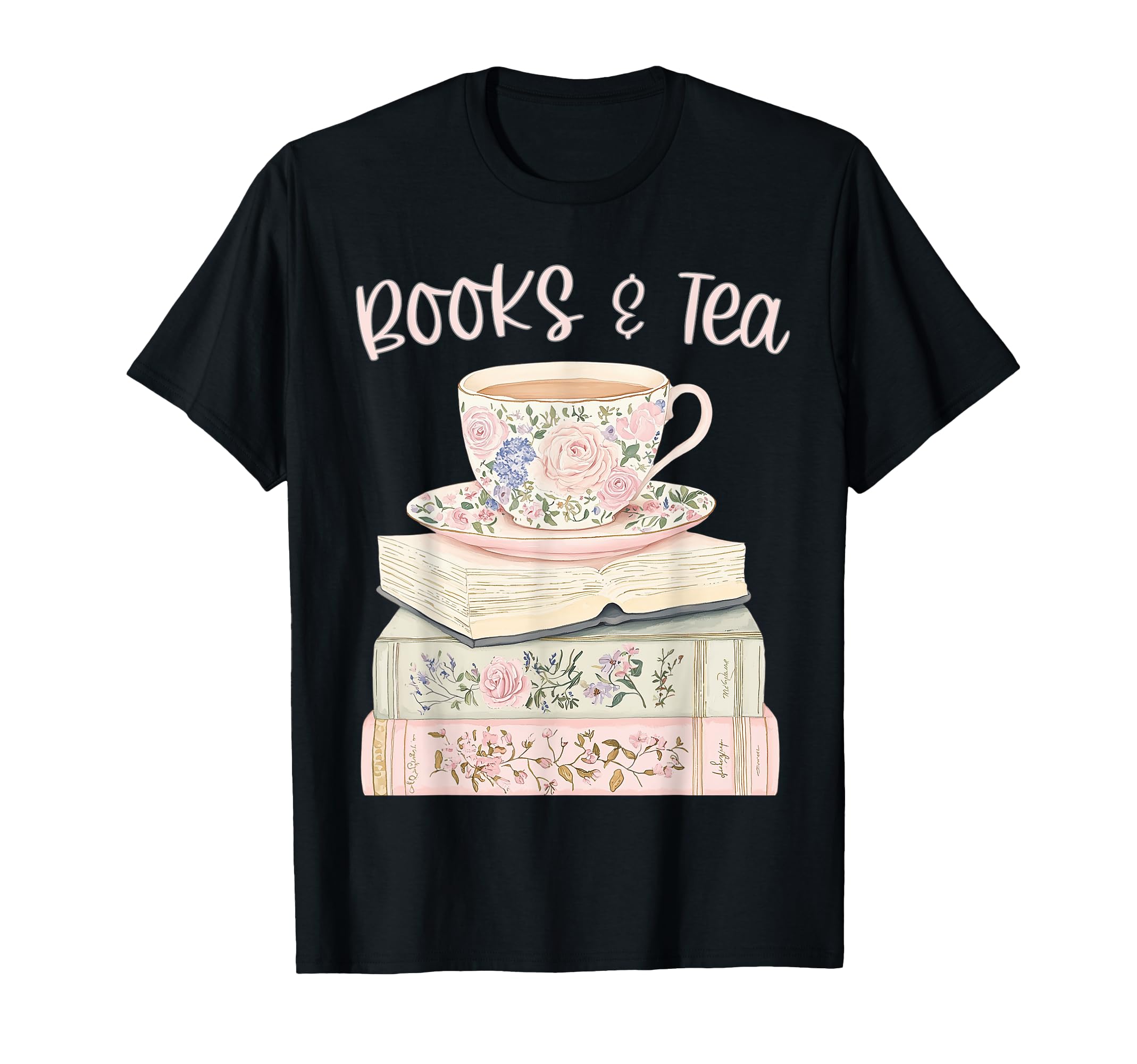 Books And Tea Pastel Book Lover T-Shirt - Graphic Print Men Women - T-Shirt, Sweatshirt, Hoodie