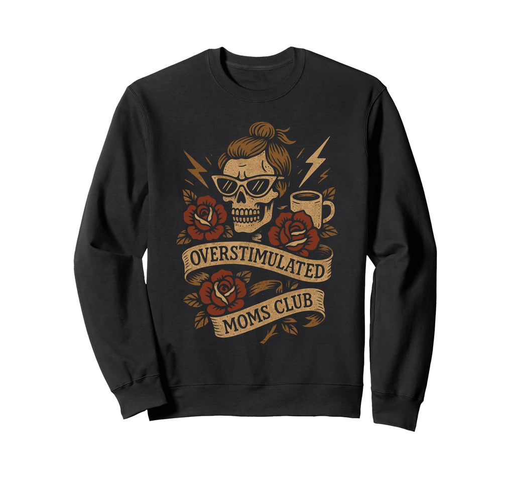 Overstimulated Moms Club Groovy Hoodie - Custom Art Print Unisex - T-Shirt, Sweatshirt, Hoodie