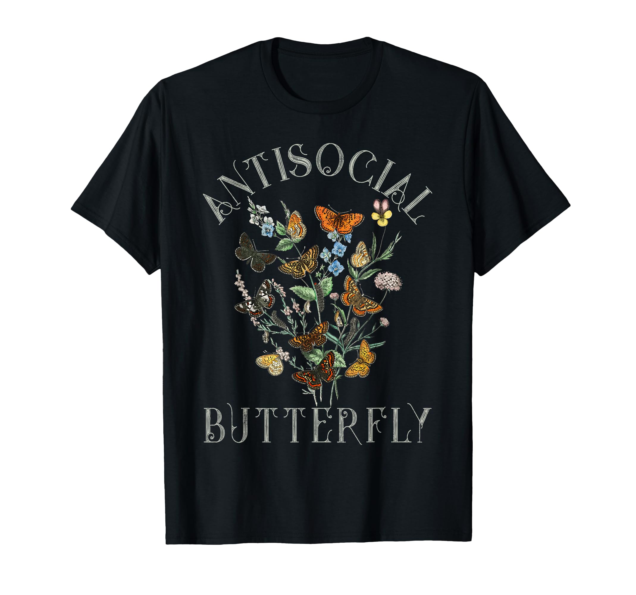 Antisocial Butterfly Fairy Grunge T-Shirt - Custom Art Print Men Women - T-Shirt, Sweatshirt, Hoodie