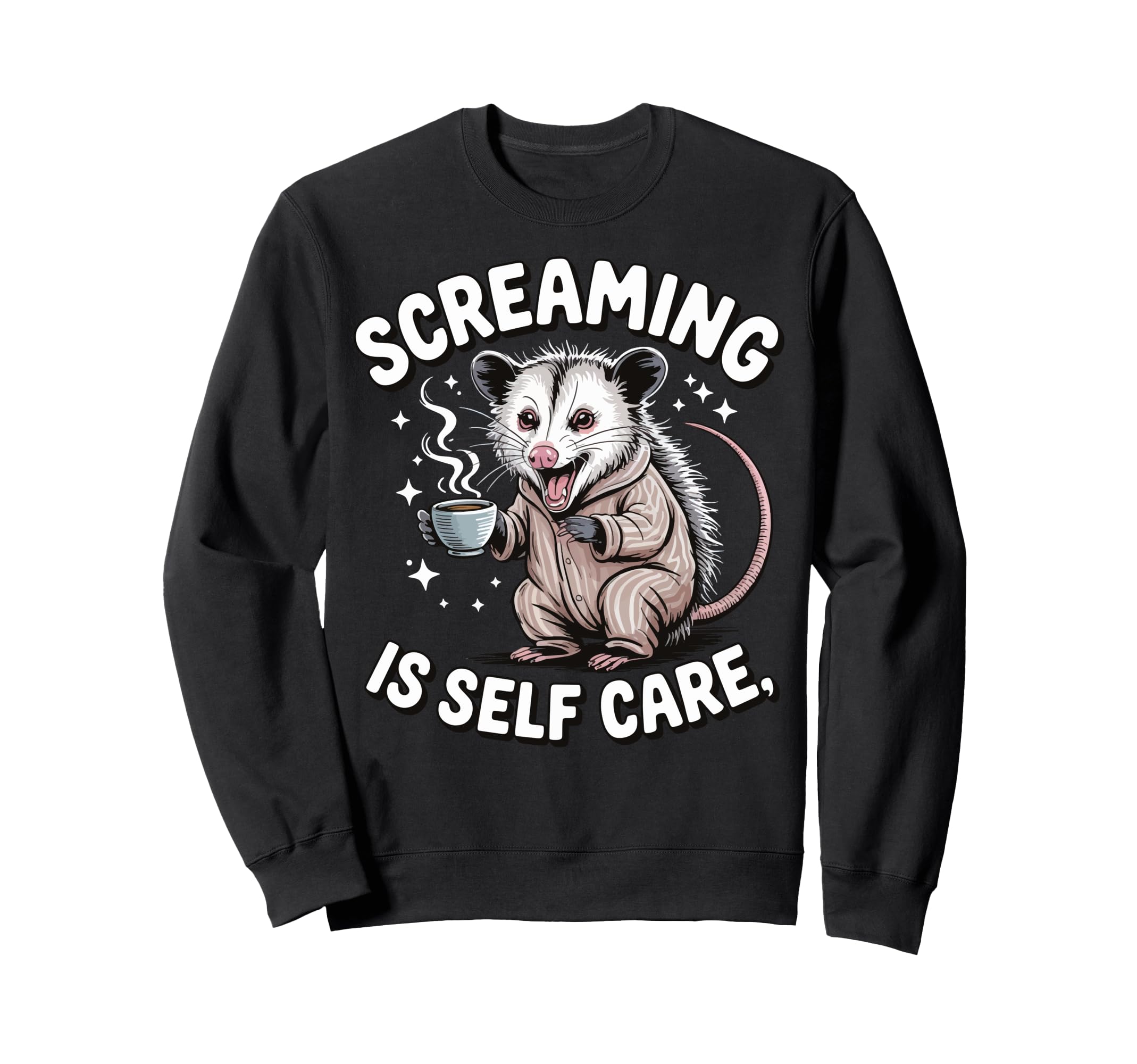 Opossum Therapeutic Screaming Hoodie - Casual Everyday Wear Men Women - T-Shirt, Sweatshirt, Hoodie
