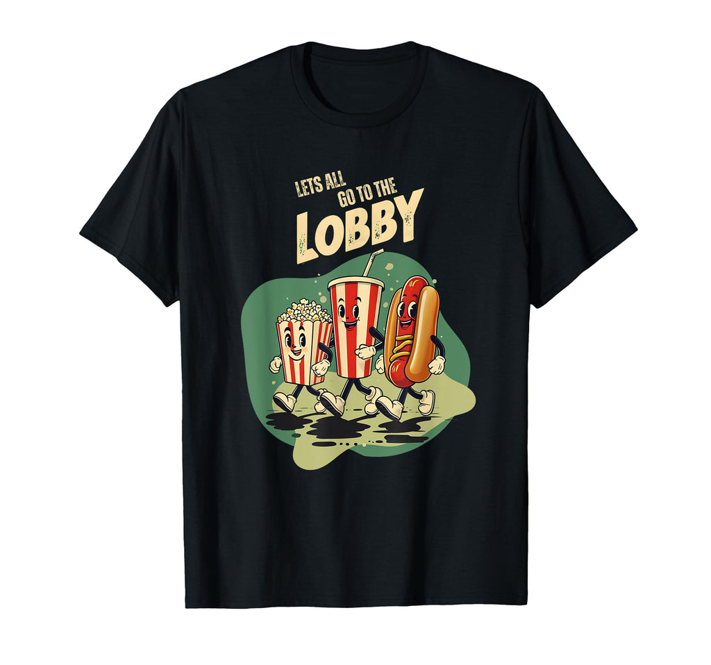 Movie Lobby Hotdog Soda And Popcorn T-Shirt - Novelty Apparel Men Women - T-Shirt, Sweatshirt, Hoodie
