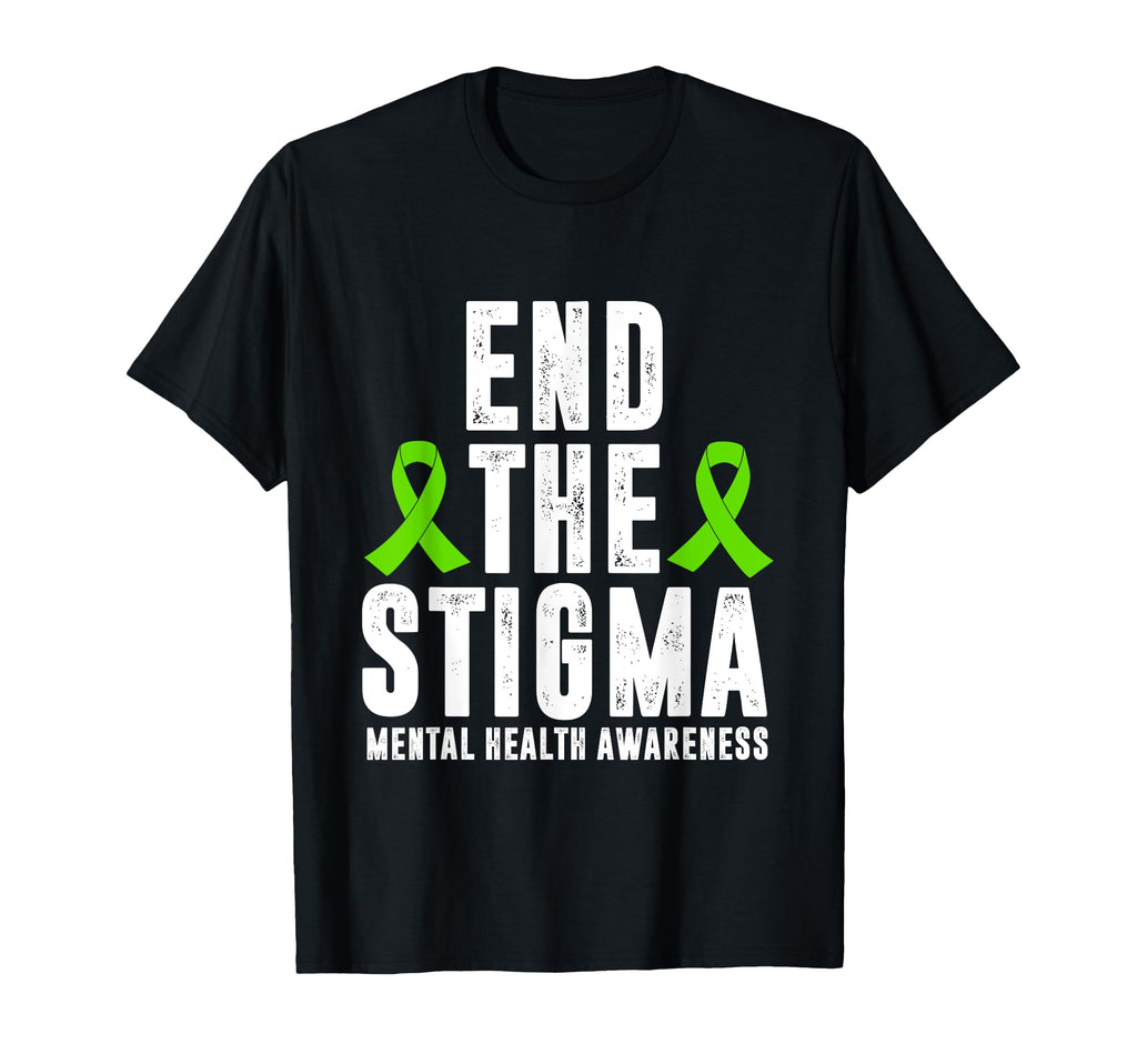 Mental Health Awareness End Stigma Ribbon T-Shirt - Trendy Graphic Unisex - T-Shirt, Sweatshirt, Hoodie