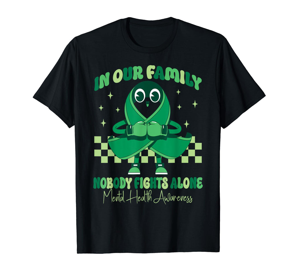 Green Ribbon Survivor Groovy Mental T-Shirt - Unique Graphic for Adults - T-Shirt, Sweatshirt, Hoodie