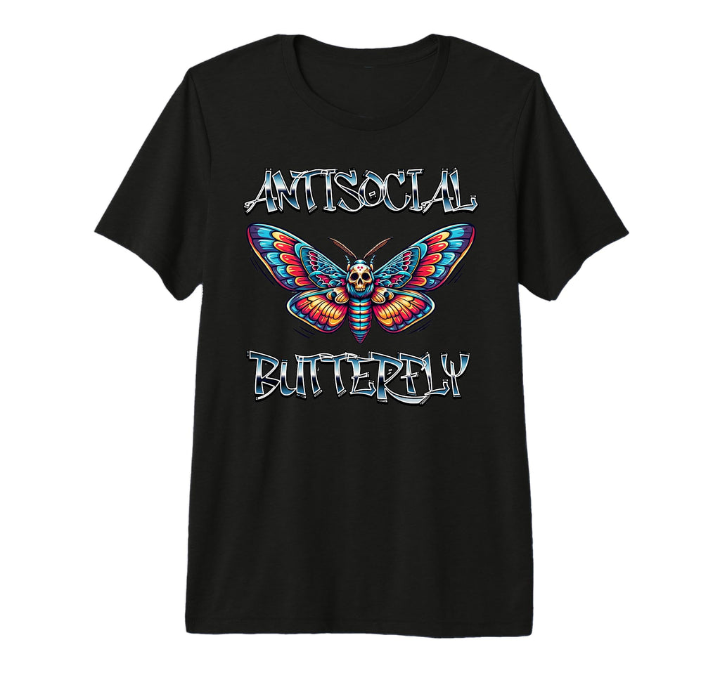 Antisocial Butterfly Tri Blend T-Shirt - Aesthetic Graphic for Adults - T-Shirt, Sweatshirt, Hoodie