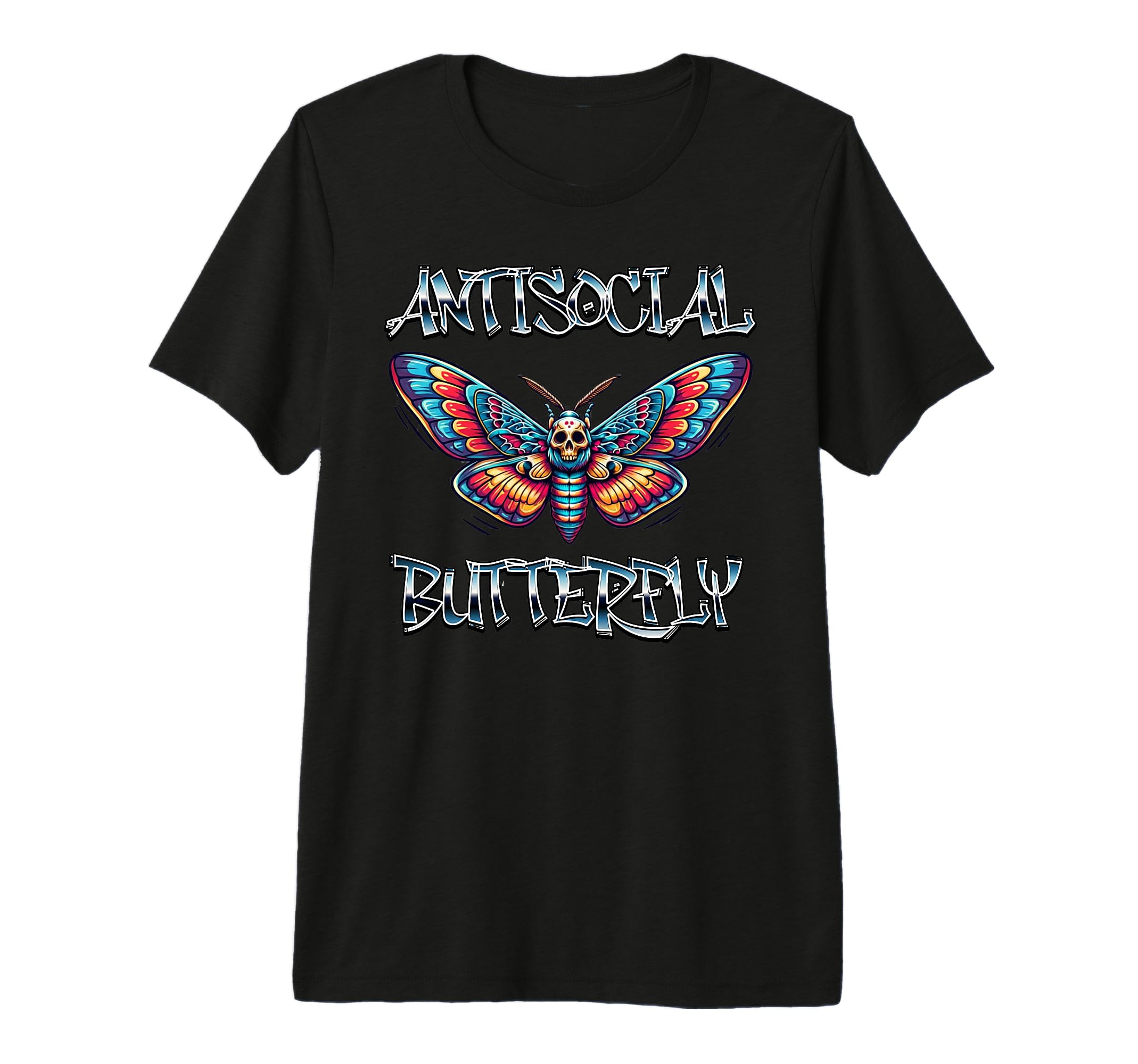 Antisocial Butterfly Tri Blend T-Shirt - Aesthetic Graphic for Adults - T-Shirt, Sweatshirt, Hoodie
