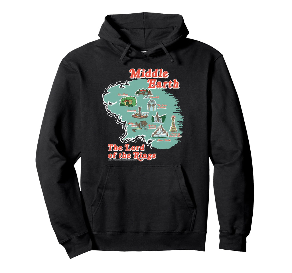 Lotr Middle Earth Map Fantasy Movie Hoodie - Streetwear Style Men Women - T-Shirt, Sweatshirt, Hoodie