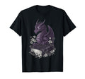 Dragon Reading Book Floral T-Shirt - Custom Art Print for Adults - T-Shirt, Sweatshirt, Hoodie
