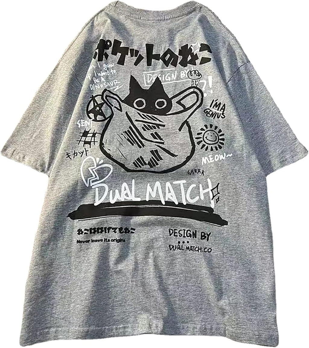 Gothic Oversized Printed T-Shirt Harajuku Street Trend Men and Women's Personality Loose Print Punk Short Sleeve - T-Shirt, Sweatshirt, Hoodie