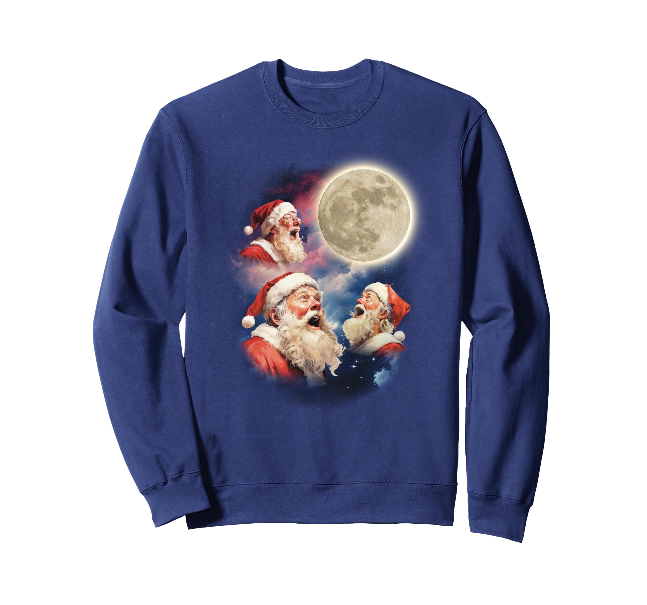 Three Santa Moon Santas Howling Sweatshirt - Custom Art Print for Adults - T-Shirt, Sweatshirt, Hoodie