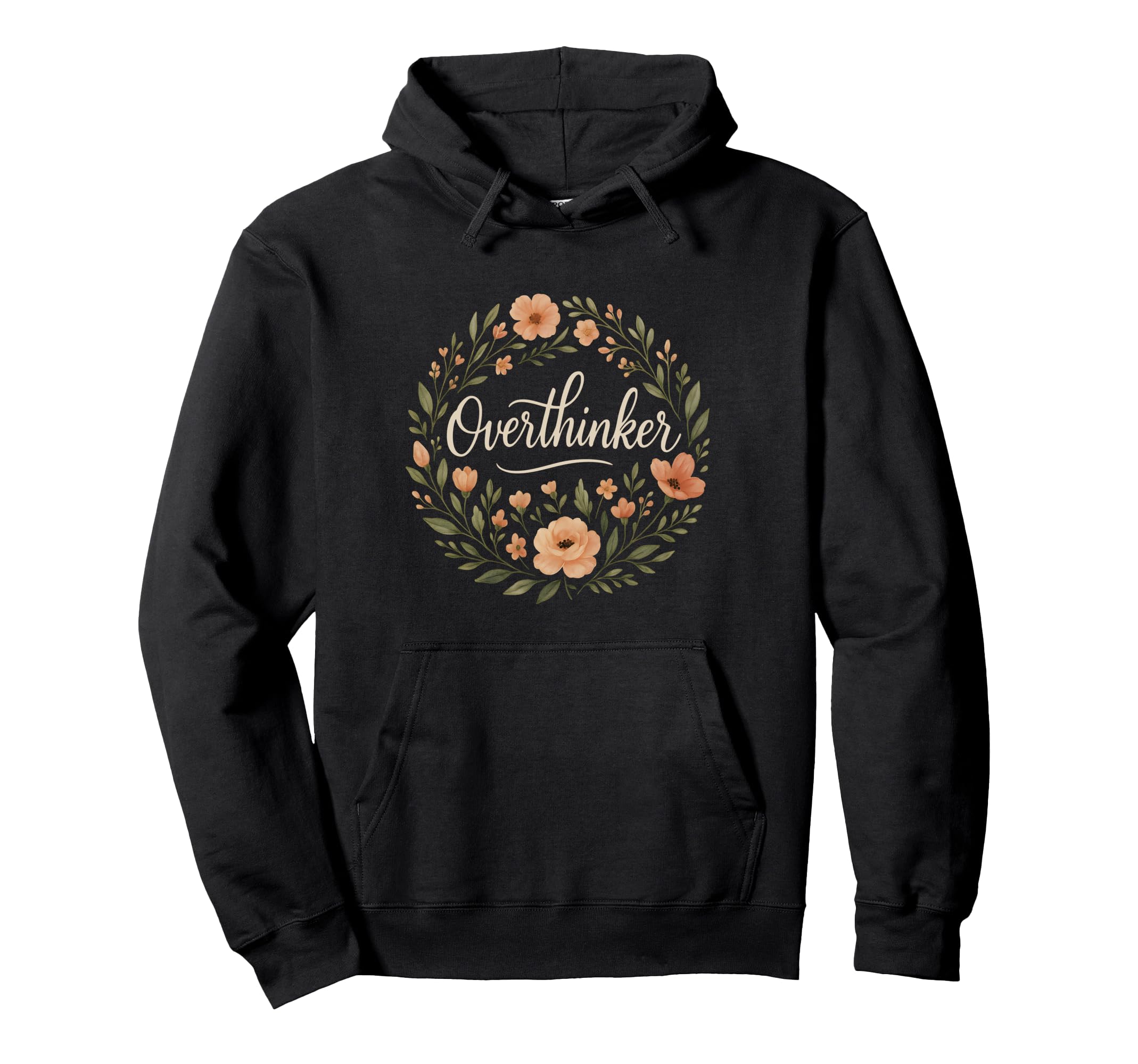 Overthinker Minimal Floral Anxiety Hoodie - Streetwear Style for Adults - T-Shirt, Sweatshirt, Hoodie