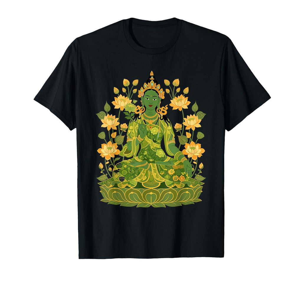 Green Tara Tibetan Buddhism Lotus T-Shirt - Aesthetic Graphic for Adults - T-Shirt, Sweatshirt, Hoodie