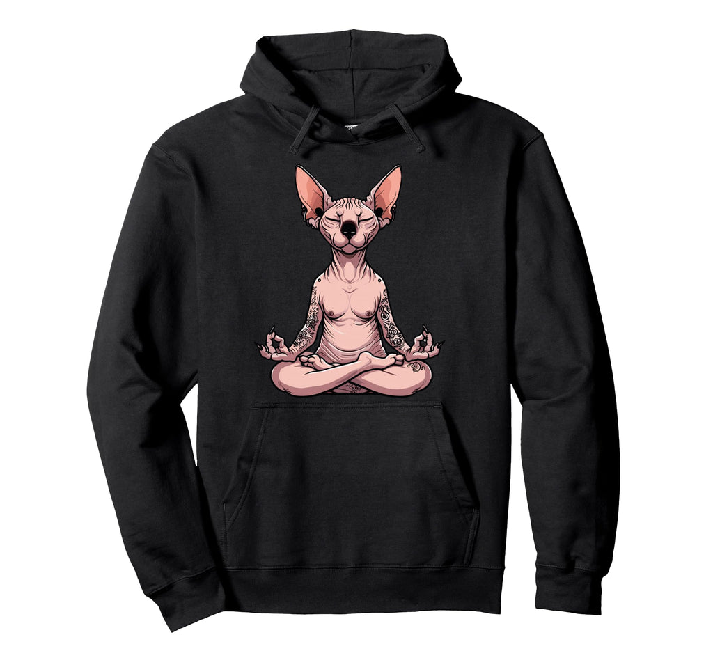 Meditation Sphynx Yoga Pose Relaxing Hoodie - Custom Art Print for Adults - T-Shirt, Sweatshirt, Hoodie