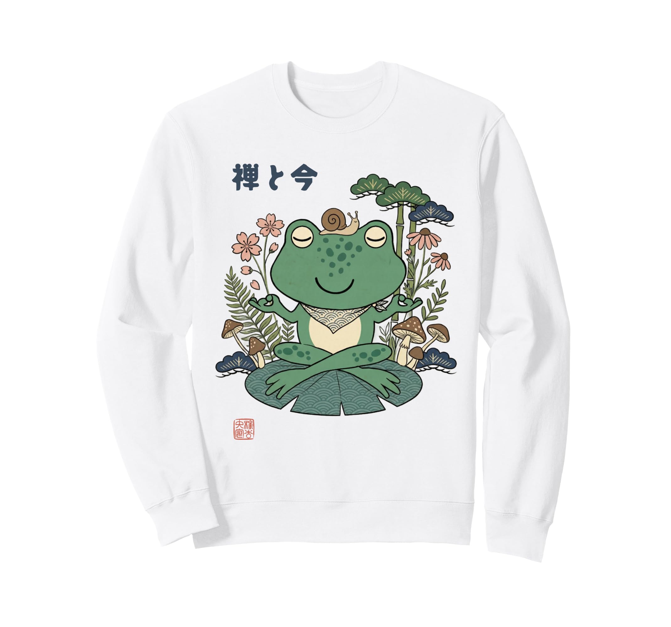 Kawaii Japanese Frog Meditation Zen Sweatshirt - Novelty Apparel Men Women - T-Shirt, Sweatshirt, Hoodie