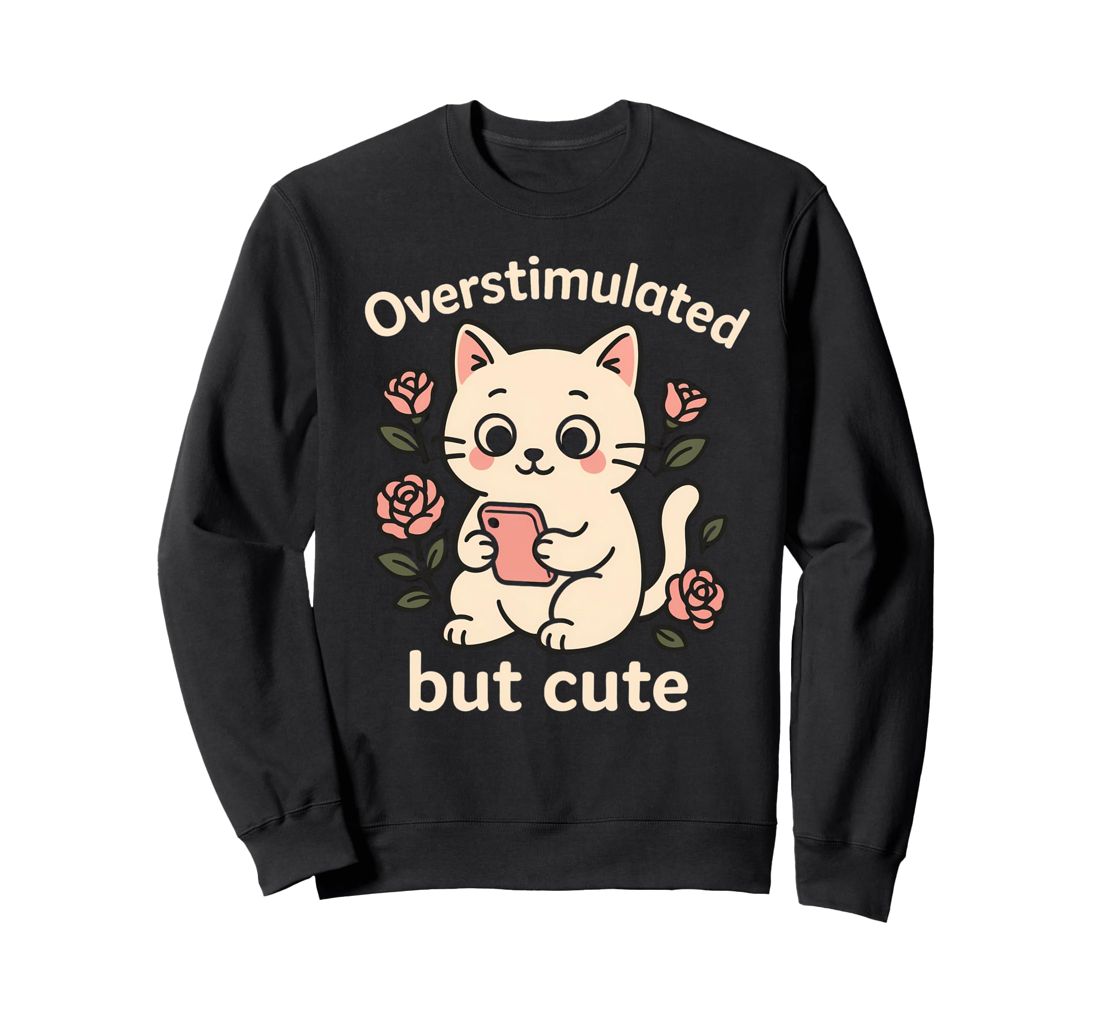 Overstimulated Funny Anxiety Gen Sweatshirt - Minimalist Print for Adults - T-Shirt, Sweatshirt, Hoodie
