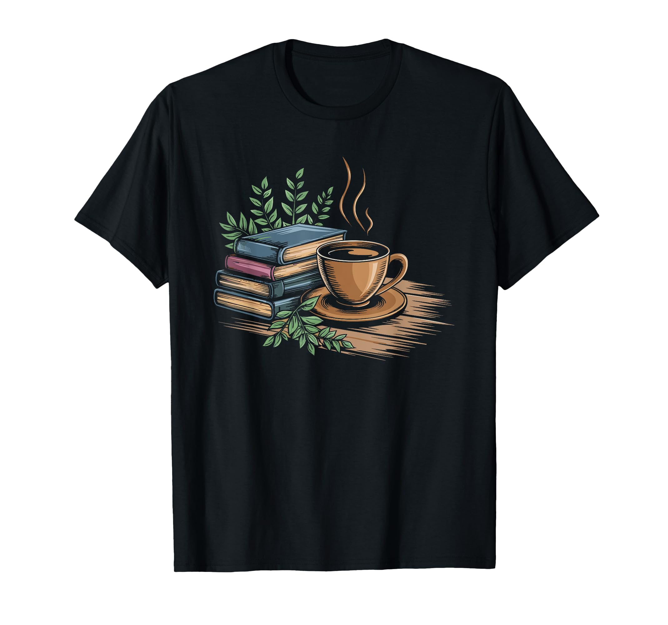 Cozy Book Stack Coffee And Flowers T-Shirt - Graphic Print Men Women - T-Shirt, Sweatshirt, Hoodie