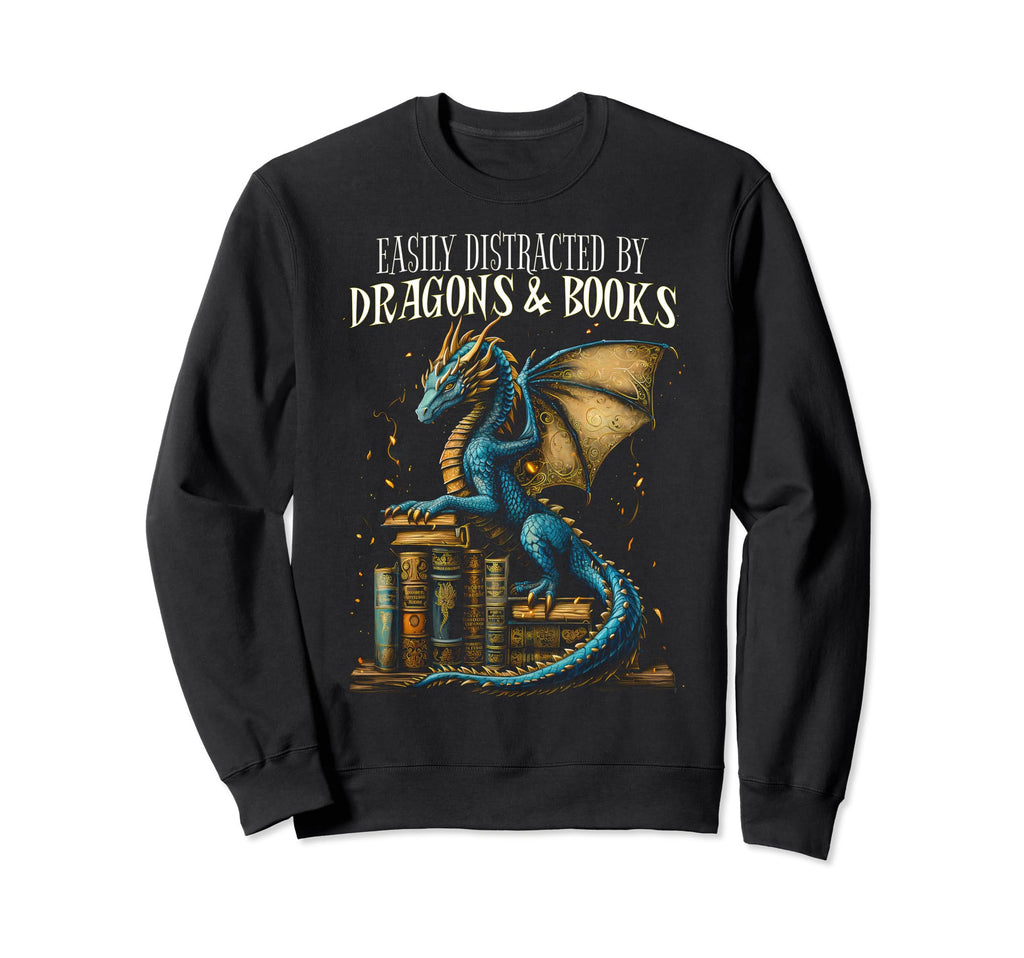4 Nerd Bookish Easily Distracted Sweatshirt - Minimalist Print for Adults - T-Shirt, Sweatshirt, Hoodie