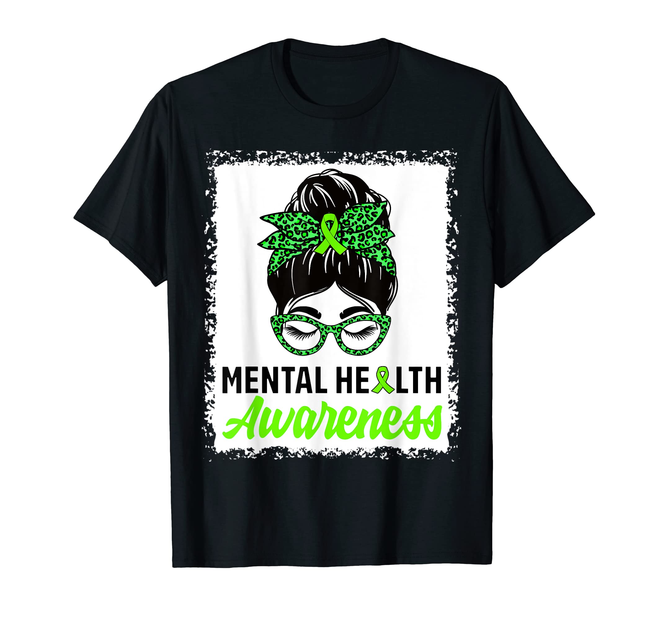 Messy Bun Hair Mental Health Warrior T-Shirt - Minimalist Print for Adults - T-Shirt, Sweatshirt, Hoodie