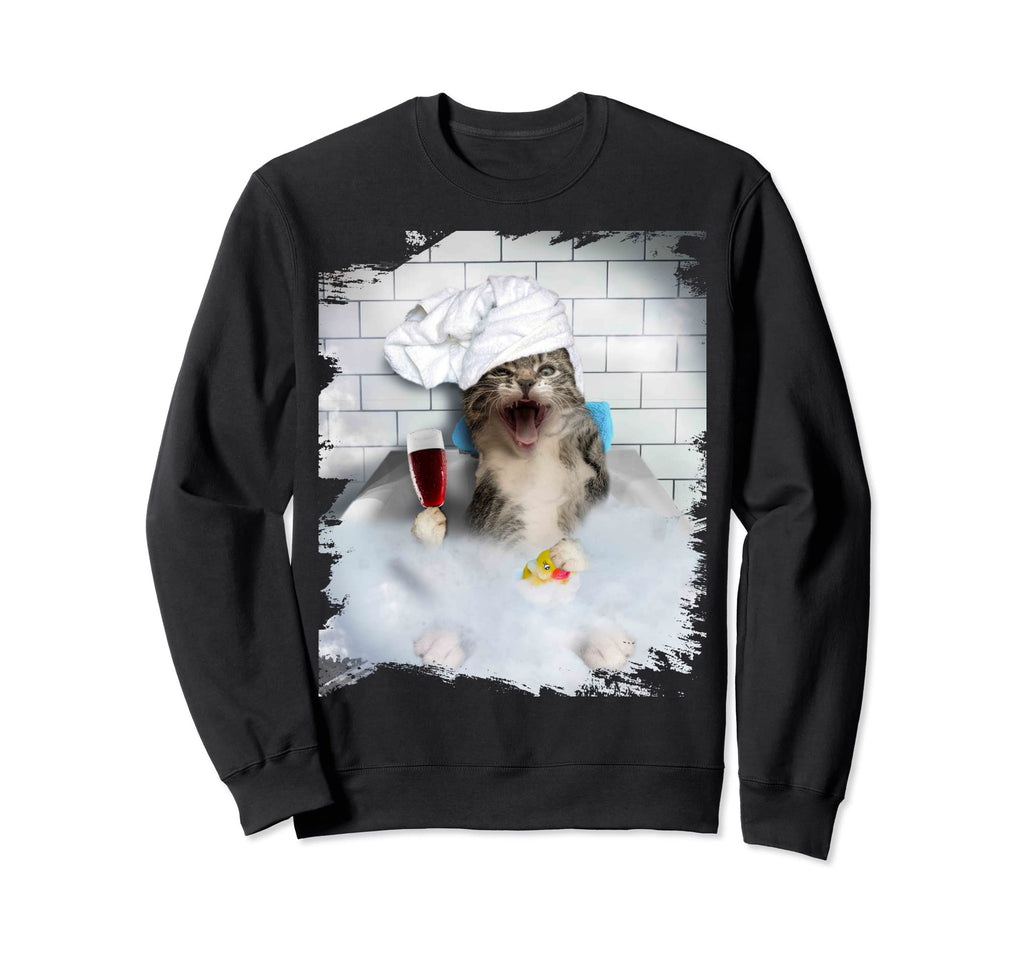 Cat Cats Kitty Bathing Bathtub Bath Sweatshirt - Novelty Apparel Men Women - T-Shirt, Sweatshirt, Hoodie