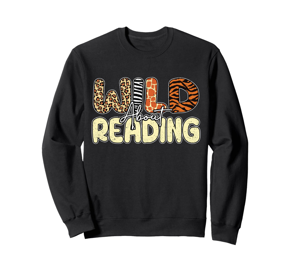 Wild About Reading Books Zoo Animals Sweatshirt - Custom Art Print Unisex - T-Shirt, Sweatshirt, Hoodie