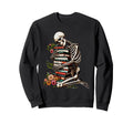 Skeleton Reading Book Halloween Sweatshirt - Novelty Apparel Men Women - T-Shirt, Sweatshirt, Hoodie