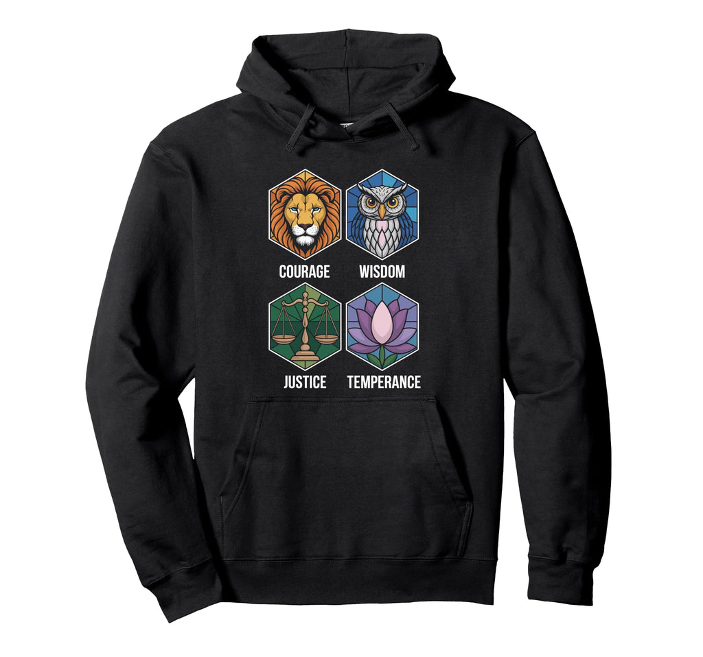 Four Stoic Virtues Daily Meditation Practi Hoodie - Trendy Graphic Unisex - T-Shirt, Sweatshirt, Hoodie