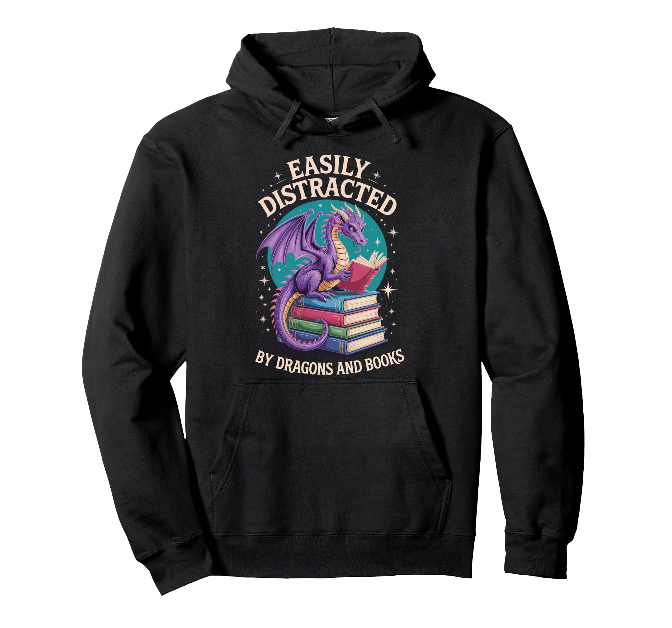 Easily Distracted Dragons And Books Hoodie - Fun Novelty Design Unisex - T-Shirt, Sweatshirt, Hoodie