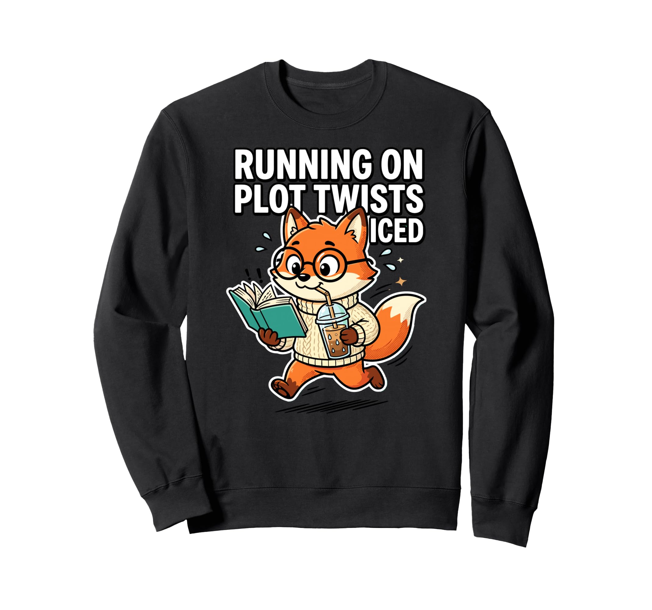 Running Plot Twists Iced Fox Reader Sweatshirt - Unique Graphic Men Women - T-Shirt, Sweatshirt, Hoodie
