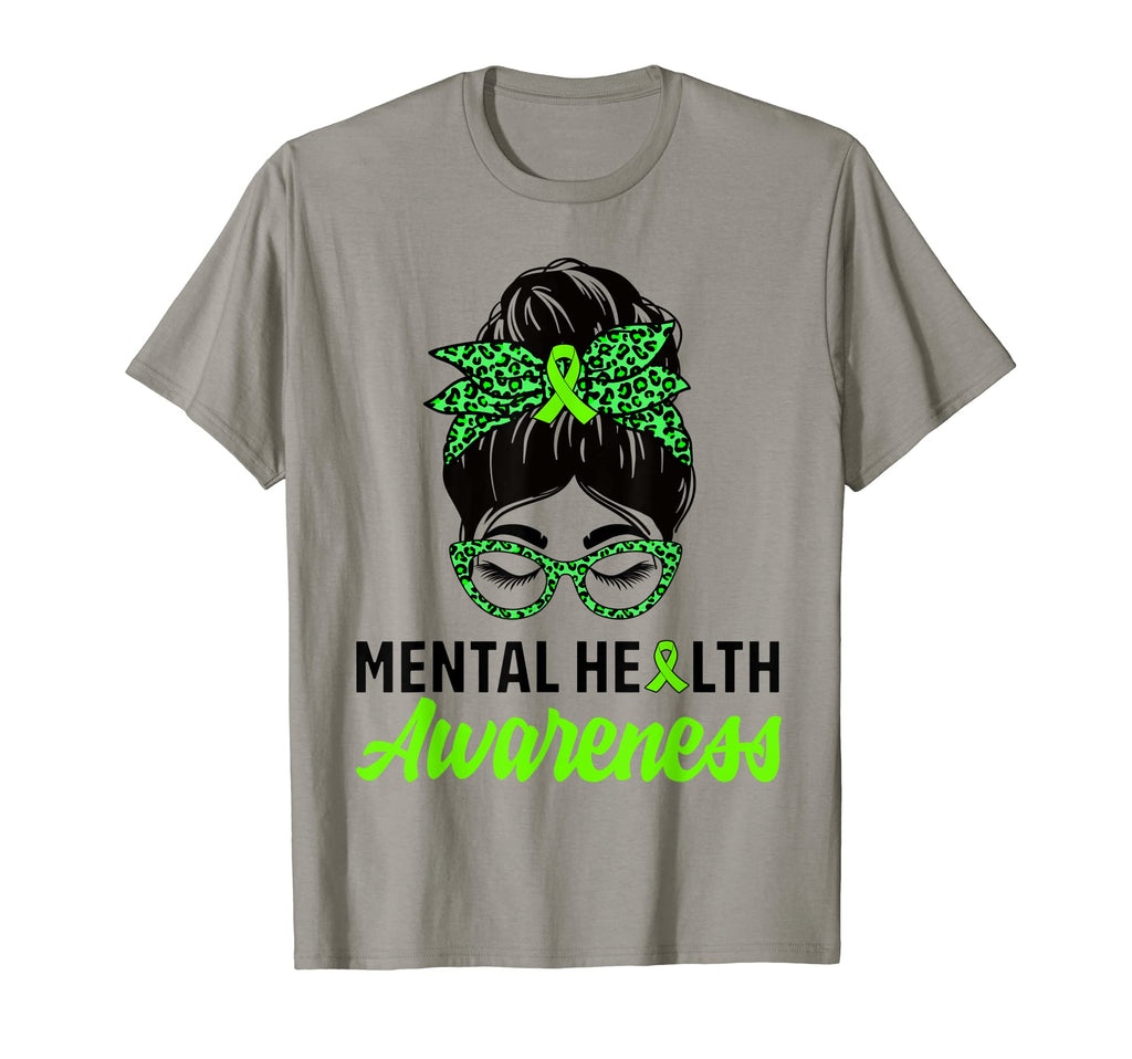 Messy Bun Hair Mental Health Warrior T-Shirt - Custom Art Print Unisex - T-Shirt, Sweatshirt, Hoodie