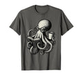 Octopus Reading Book Coffee Cephalopod T-Shirt - Novelty Apparel Unisex - T-Shirt, Sweatshirt, Hoodie