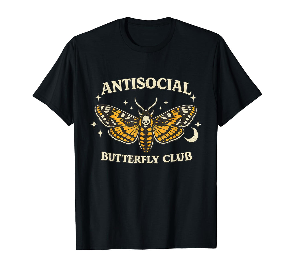 Antisocial Butterfly Club Moth T-Shirt - Fun Novelty Design for Adults - T-Shirt, Sweatshirt, Hoodie